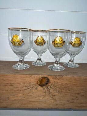 Phœnix Grimbergen Beer Goblet with Gold and Yellow Logo